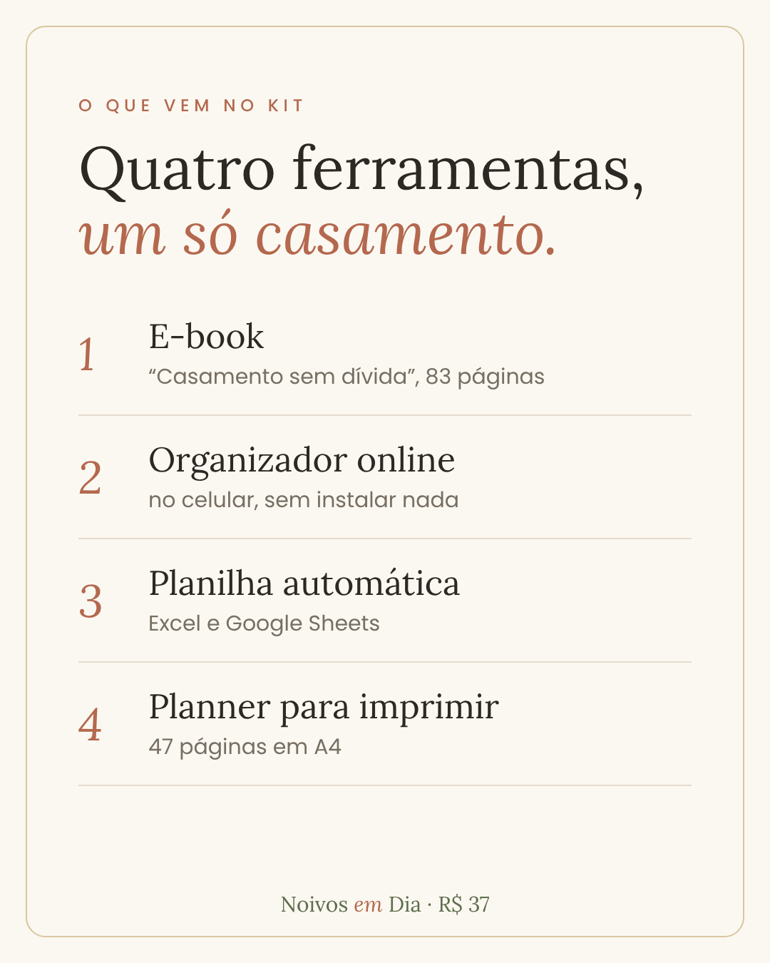 Quatro ferramentas, um só casamento. ✨