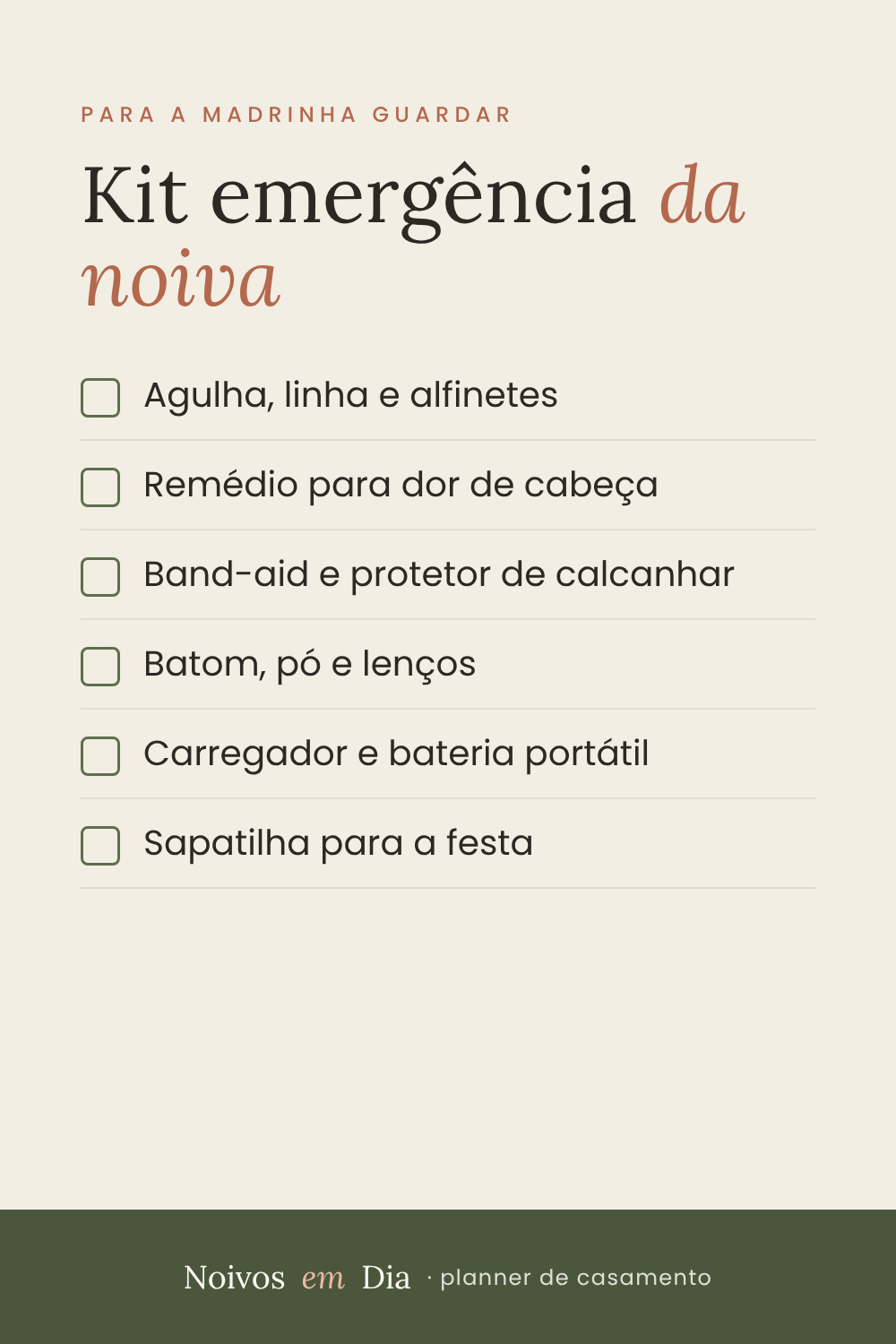 Kit emergência da noiva: o que levar no dia do casamento