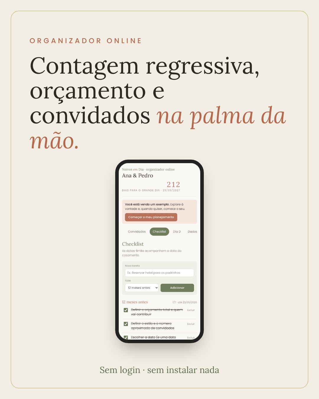 O casamento inteiro na palma da mão. 📱