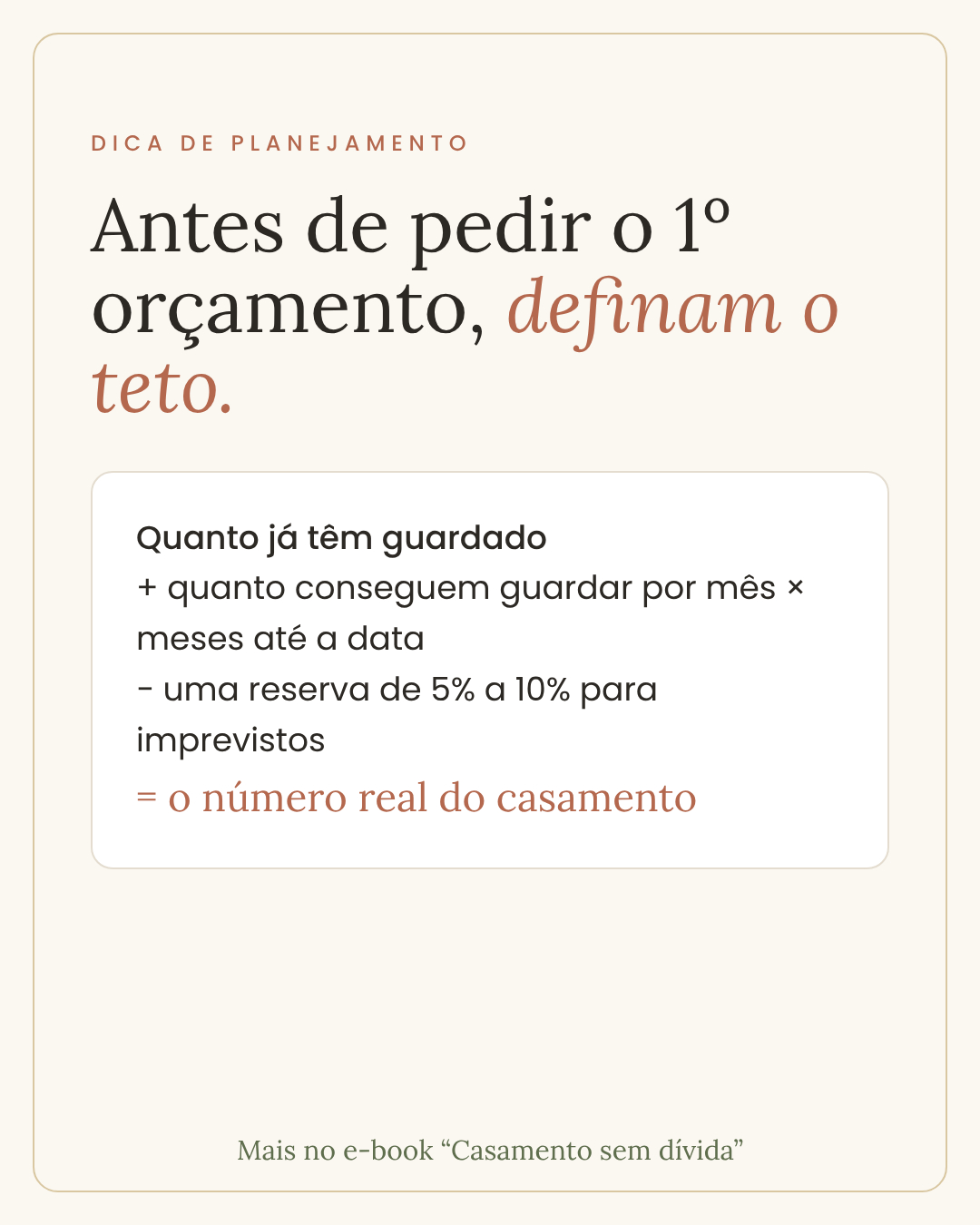 Antes de pedir o primeiro orçamento, descubram o número real do casame