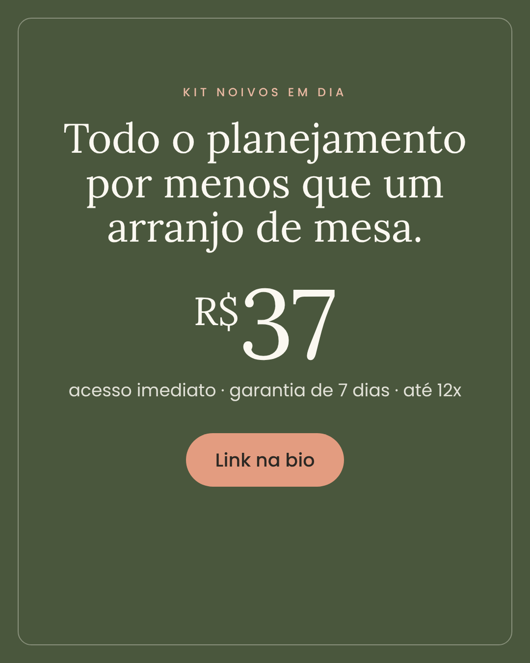Todo o planejamento do casamento por menos do que um arranjo de mesa. 