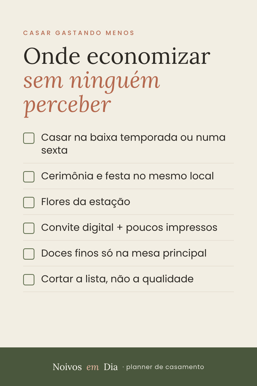 Onde economizar no casamento sem ninguém perceber