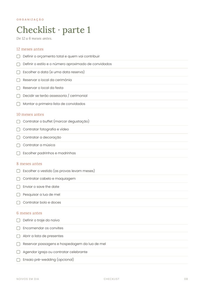 Página de checklist do planner para imprimir